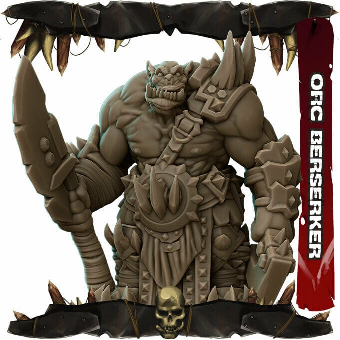 Orco Berserker barbaro guerriero miniatura 3d resina