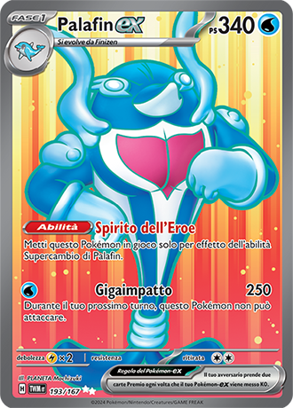 Palafin-ex 193/167 Full Art Ultra Rara - ITA - Near Mint - Scarlatto e Violetto - Crepuscolo Mascherato - Carta Pokemon