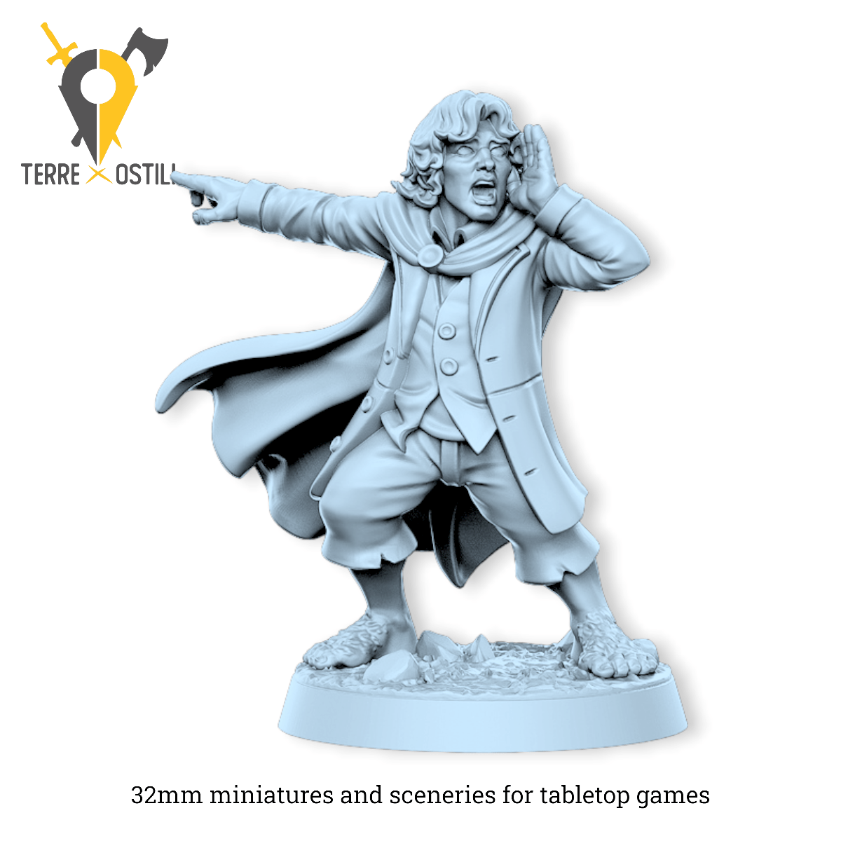 Peregrino urlante halfling popolano hobbit lotr | miniatura 3D resina | Terre Ostili