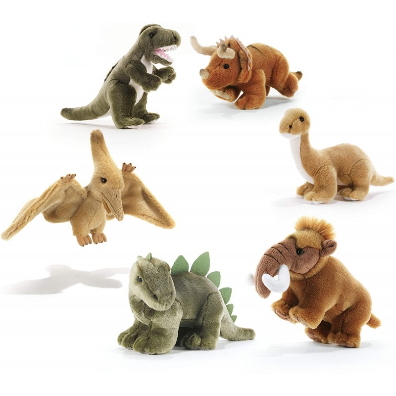 PLUSH & COMPANY MINI DINOSAURI, 6 DINOSAURI PELUCHES H.20 cm