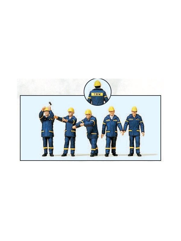 PREISER 10432 Scala HO Operai THW con elmetto (epoca IV/V) pz. 5
