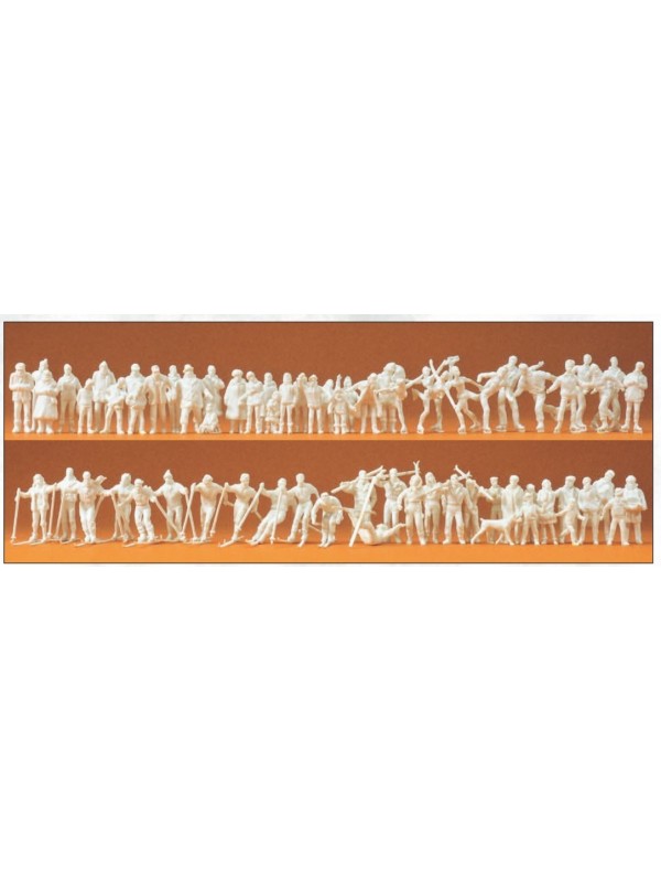 PREISER 16347 Scala HO Sciatori e figure invernali pz. 65 (da colorare)