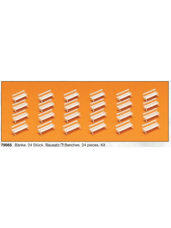 PREISER 79565 Scala N Confezione di panchine colore bianco pezzi 24