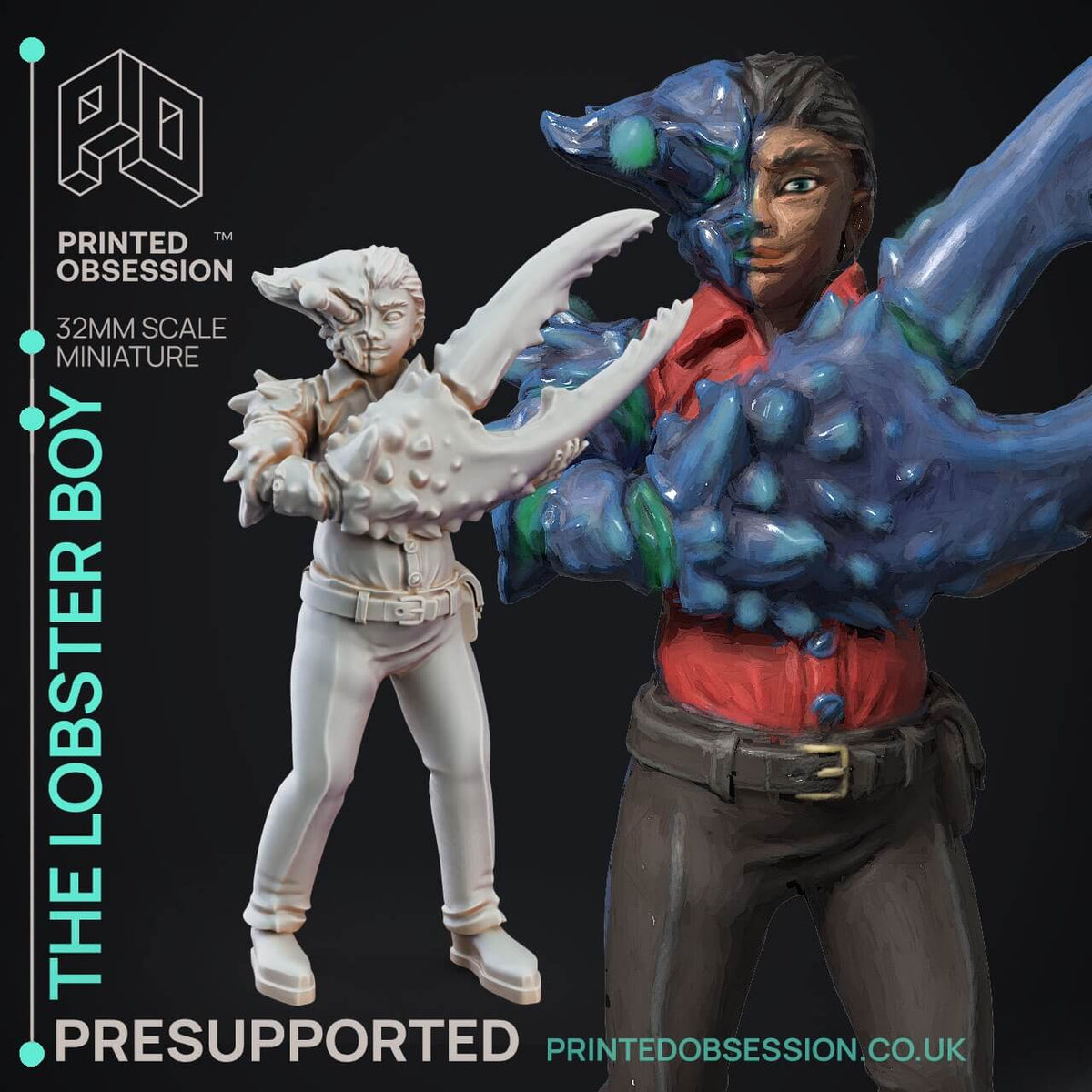 Ragazzo aragosta mutaforma horror miniatura 3D