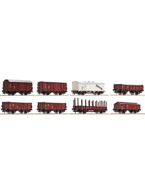 ROCO 44002 Scala HO Confezione di 8 carri merci DB assortiti epoca III