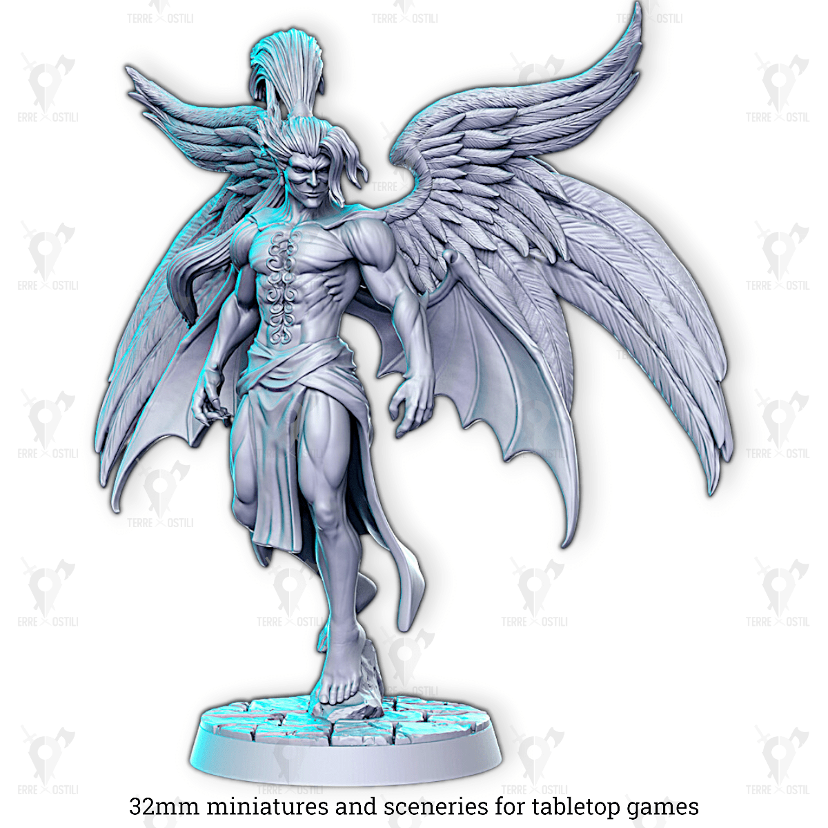 Sephir umano guerriero spadaccino forma finale angelo | miniatura 3D resina | Terre Ostili