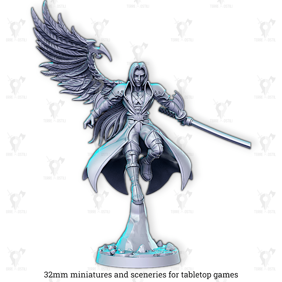 Sephiro umano mago guerriero spadaccino angelo | miniatura 3D resina | Terre Ostili