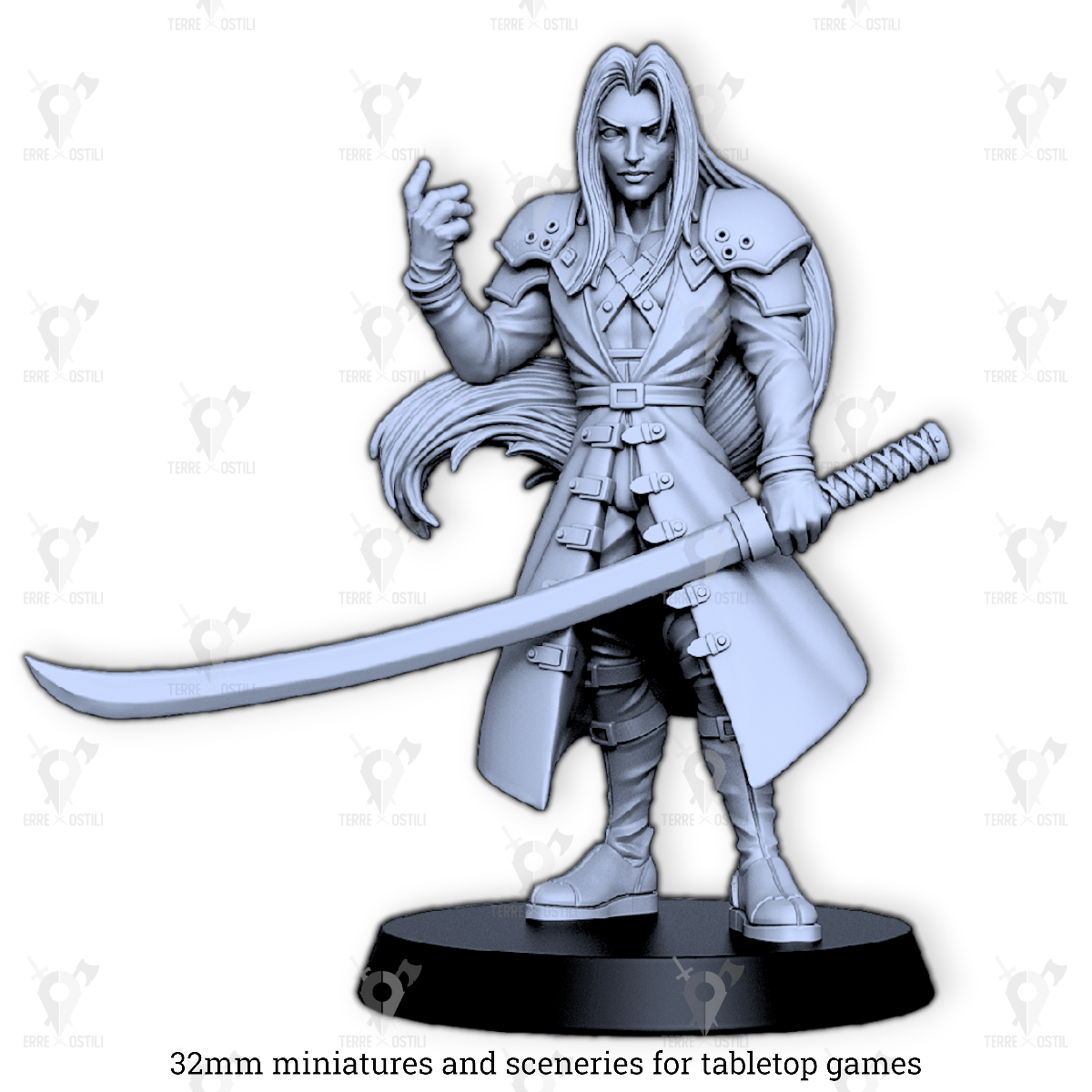 Sephirot umano angelo guerriero con katana adulto sci-fi FF | miniatura 3D resina | Terre Ostili