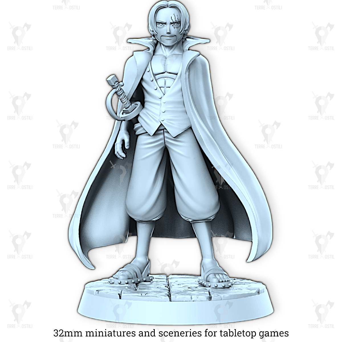 Shanks umano pirata rosso spadaccino onep | miniatura 3D resina | Terre Ostili