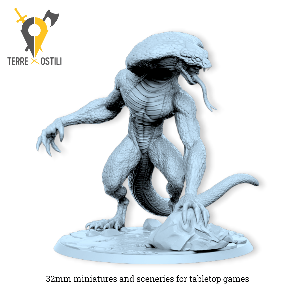 Slither Demone serpente guardiano | miniatura 3D resina | Terre Ostili