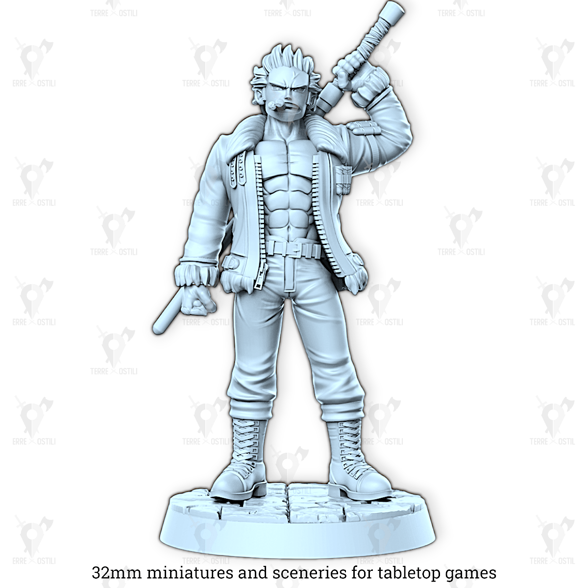 Smoker umano pirata fumo spadaccino guerriero onep | miniatura 3D resina | Terre Ostili