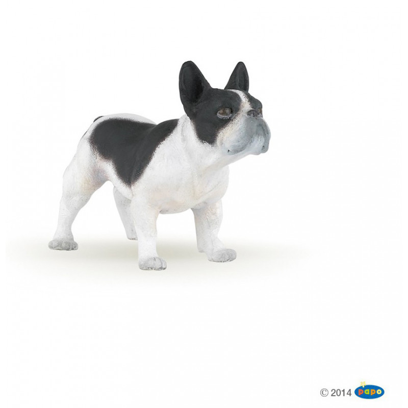 Statuina Cane bulldog francese bianco e nero Papo 54006