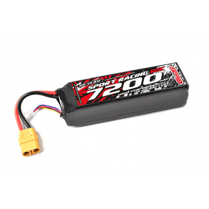 Team Corally Batteria Lipo Power racing 60c 7200mah 4s 14.8v Semi-Soft case XT-90 49247-X