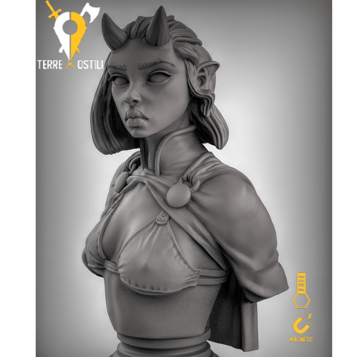 Tiefling avventuriera eroina stregone busto resina alta qualità miniatura