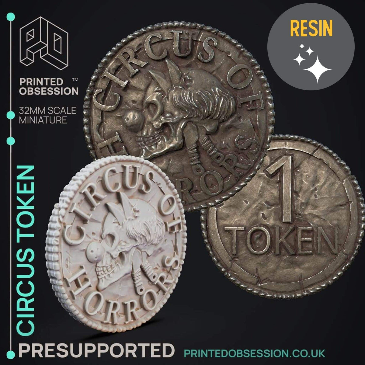 Token gettone circo moneta ispirazione miniatura 3D