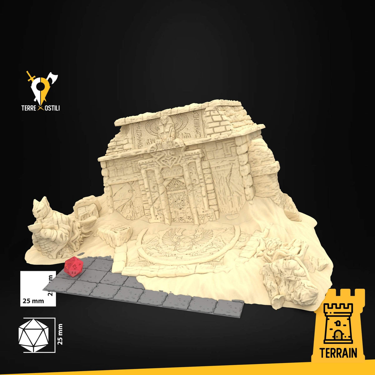 Tomba sommersa dungeon edificio deserto fantasy scenico