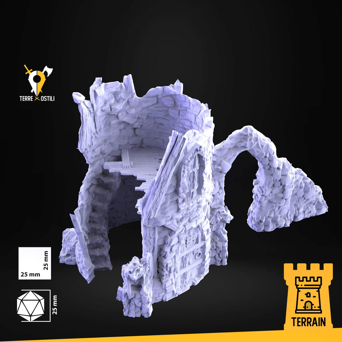 Torre rovina abbandonata edificio fantasy scenico