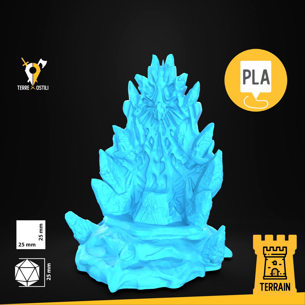 Trono reale piccolo sedia palazzo ghiaccio gelo inverno fantasy scenico 3D