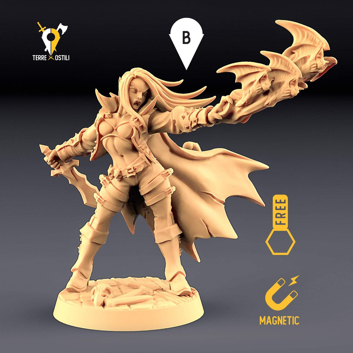 Vampira guerriero non morto miniatura 3D