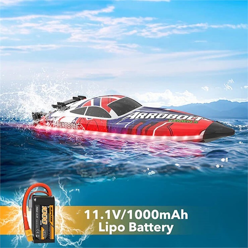 VOLANTEX Arrobolt LUMEN SR40 Brushless Boat ARTR RED con scafo illuminato a LED