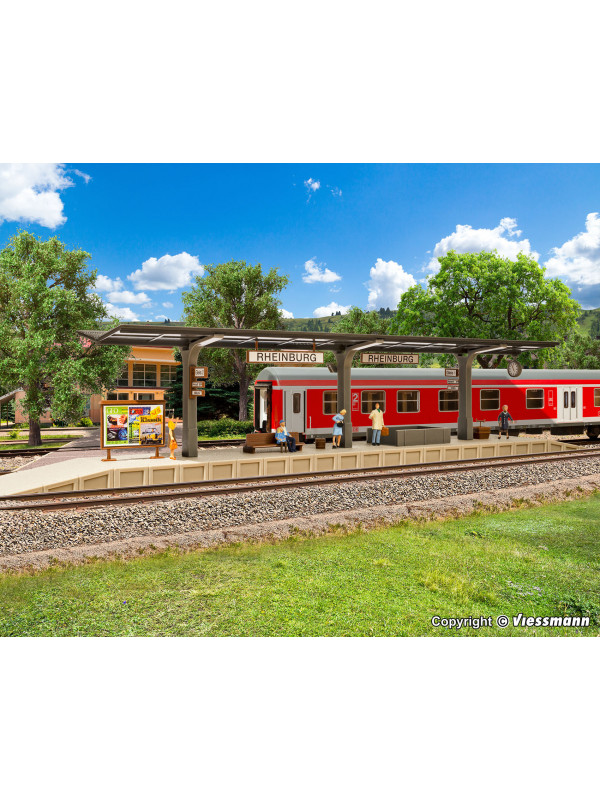 VOLLMER 43535 Scala HO Banchina stazione Rheinburg con tettoia (lunga 370 mm)