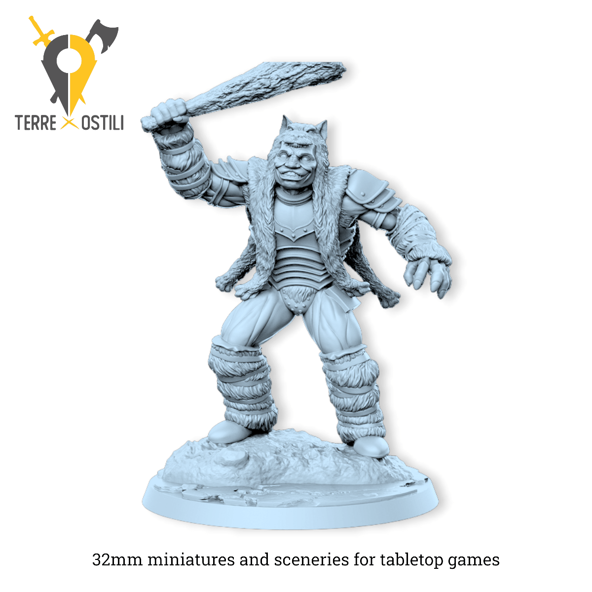 Wyrwaldo umano barbaro totemico animale | miniatura 3D resina | Terre Ostili