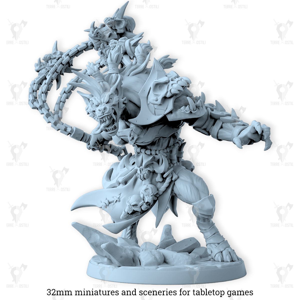 Yenogra la matriarca Gnoll guerriero capo bestia frusta iena | miniatura 3D resina | Terre Ostili